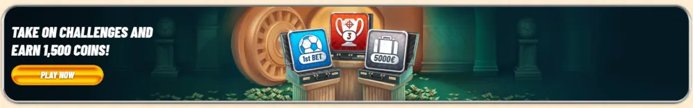 Banner herních výzev a odměn za věrnost Vegasino